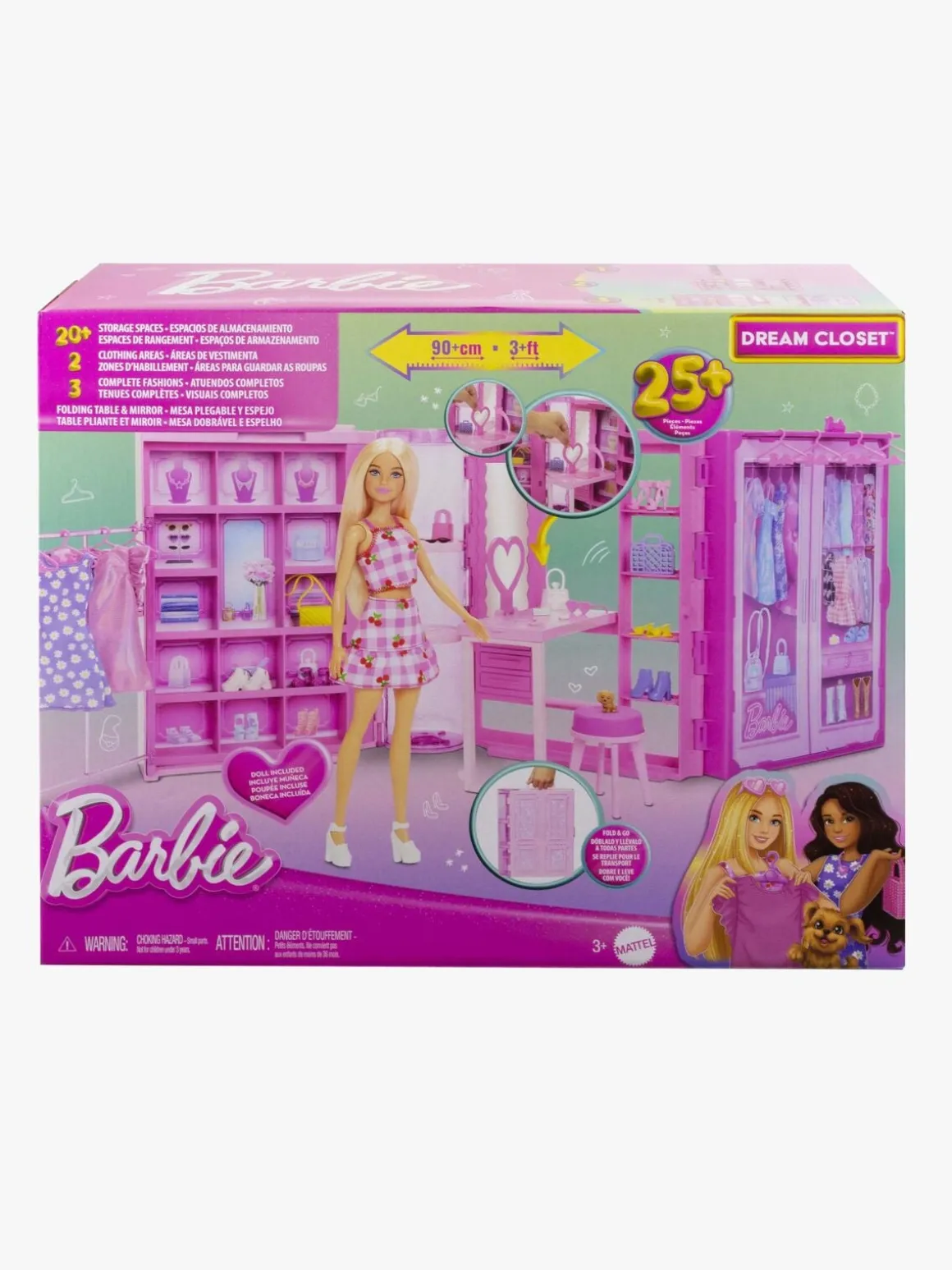 Barbie Dream Closet Legesæt med Dukke og Tilbehør