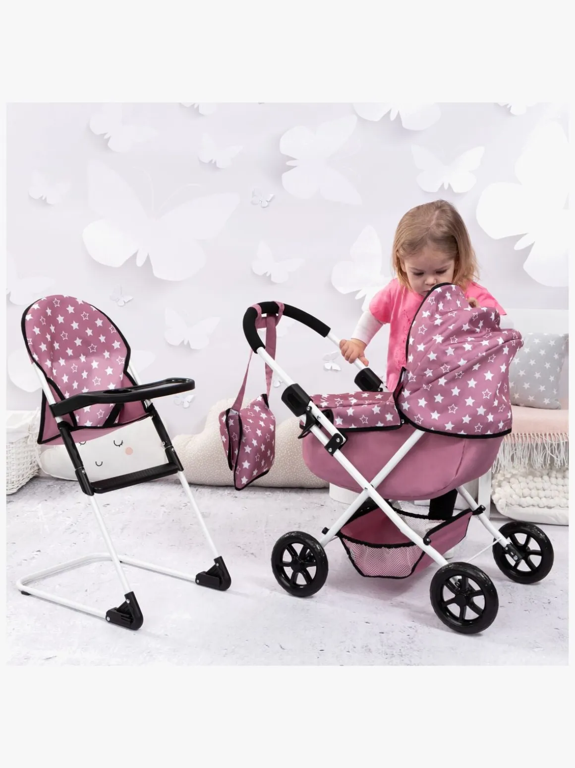 Bayer Design Cosy Sæt Dukkevogn, Pink