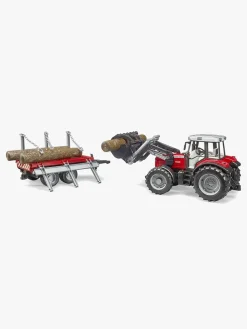 Bruder Massey Ferguson 7480 Traktor m. Frontlæsser & Tømmeranhænger