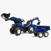 Falk New Holland Pedaltraktor med Trailer, Blå